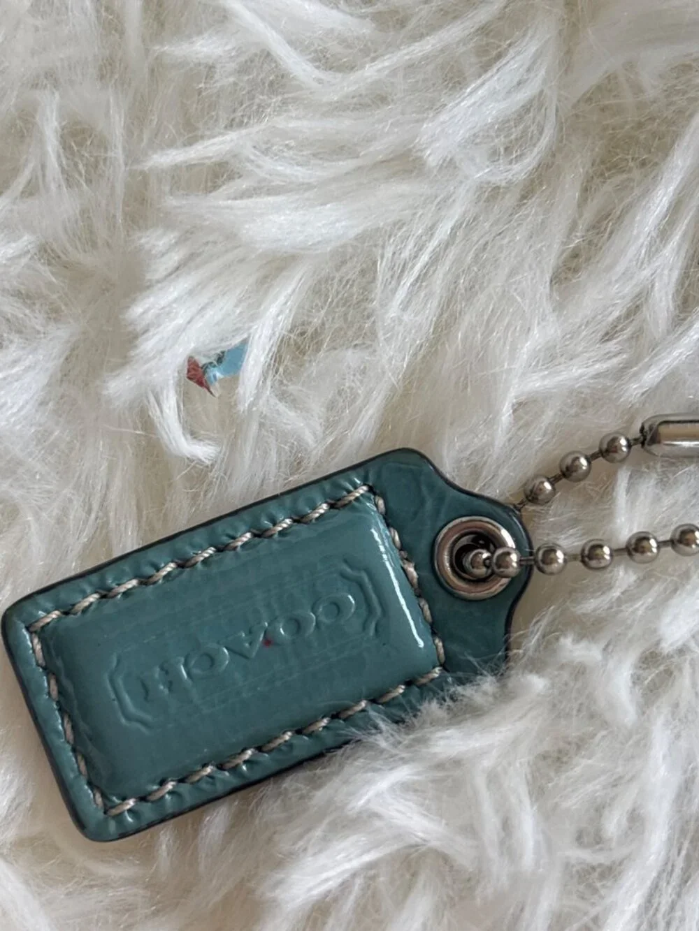 Coach Mini Wristlet Signature C Canvas Patchwork Stripe Bag Teal Trim Vintage - Picture 8 of 16